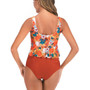 Women Floral Print Hight Waist Swimsuit Two Piece Tankini Set