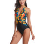 Women One Piece Swimsuit Floral Halter Backless Swimwear