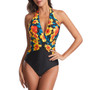 Women One Piece Swimsuit Floral Halter Backless Swimwear