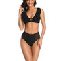 Women Mesh Solid High Waist Swimming Suits Two Piece Bikini Set