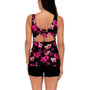 Womens Floral Print Conservative Swimwear Two Piece Slim Tankini Swimsuit