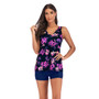 Womens Floral Print Conservative Swimwear Two Piece Slim Tankini Swimsuit