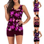 Womens Floral Print Conservative Swimwear Two Piece Slim Tankini Swimsuit
