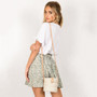 Ruffle Floral Print Mini Skirt with Bow