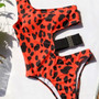 One Shoulder Sexy Cutout Leopard One Piece Swimsuit