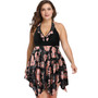 Women Plus Size Swimsuit Floral Print Two Piece Tankini Swimdress