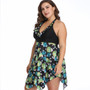 Women Plus Size Swimsuit Floral Print Two Piece Tankini Swimdress