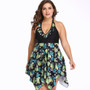 Women Plus Size Swimsuit Floral Print Two Piece Tankini Swimdress