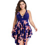 Women Plus Size Swimsuit Floral Print Two Piece Tankini Swimdress