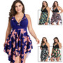 Women Plus Size Swimsuit Floral Print Two Piece Tankini Swimdress