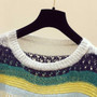 Women Round Neck Hollow Long Sleeve Leisure Knit Sweater