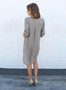 Women's V Neck Long Sleeve High Low Solid Dress