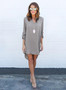 Women's V Neck Long Sleeve High Low Solid Dress