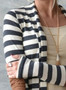 Women's Casual Striped Long Sleeve Open front Cardigan