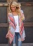 Women's 3/4 Sleeve Open front Striped Irregular Cardigan