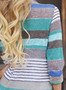 Women's 3/4 Sleeve Open front Striped Irregular Cardigan