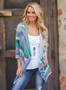 Women's 3/4 Sleeve Open front Striped Irregular Cardigan