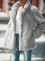 Lapel Solid Color Long Sleeve Plush Cardigan Coat