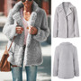 Lapel Solid Color Long Sleeve Plush Cardigan Coat