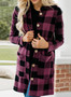 Women Plaid Printed Long Sleeve Pocket Hooded Cardigan