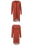 Women Autumn Winter Long Sleeved Hem Tassel Pocket Cardigan