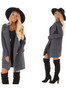 Women Warm Woolen Pockets Long Sleeve Cardigan Coat