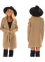 Women Warm Woolen Pockets Long Sleeve Cardigan Coat