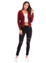 Women Solid Color Hooded Zipper Long Sleeved Top Cardigan