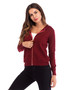 Women Solid Color Hooded Zipper Long Sleeved Top Cardigan