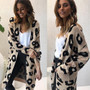 Women Leopard Printed Pocket Cardigan Sweater