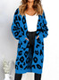 Women Leopard Printed Pocket Cardigan Sweater