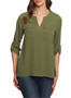 V-neck Loose Chiffon Blouse with Pockets