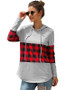 Women Plaid Hooded Long Sleeve Casual Sweatshirt