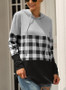 Women Plaid Hooded Long Sleeve Casual Sweatshirt