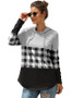 Women Plaid Hooded Long Sleeve Casual Sweatshirt