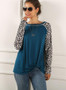 Women Leopard Knot Hem Raglan Sleeve T-shirt