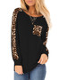 Women Leopard Pockets Long Sleeve T-shirt