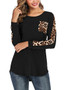Women Leopard Pockets Long Sleeve T-shirt
