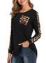 Women Leopard Pockets Long Sleeve T-shirt