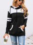 Women Fashion Stitching Pockets Long Sleeve Hooded Sweatshirt