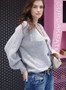 Women V-neck Solid Color Button Knit Loose Cardigan