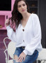 Women V-neck Solid Color Button Knit Loose Cardigan