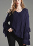 Women Round Neck Tassel Knit Loose Sweater