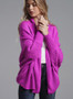 Women Solid Color Batwing Sleeve Knit Loose Cardigan