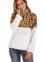 Women Fashion Leopard Pockets Long Sleeve Sweatshirt