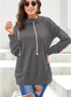 Women Solid Color Drawstring Long Sleeve Hooded Sweatshirt