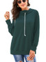 Women Solid Color Drawstring Long Sleeve Hooded Sweatshirt