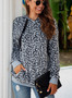 Women Leopard Drawstring Hooded Velvet Sweatshirt
