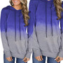 Women Gradient Color Drawstring Pocket Hooded Sweatshirt