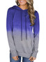 Women Gradient Color Drawstring Pocket Hooded Sweatshirt